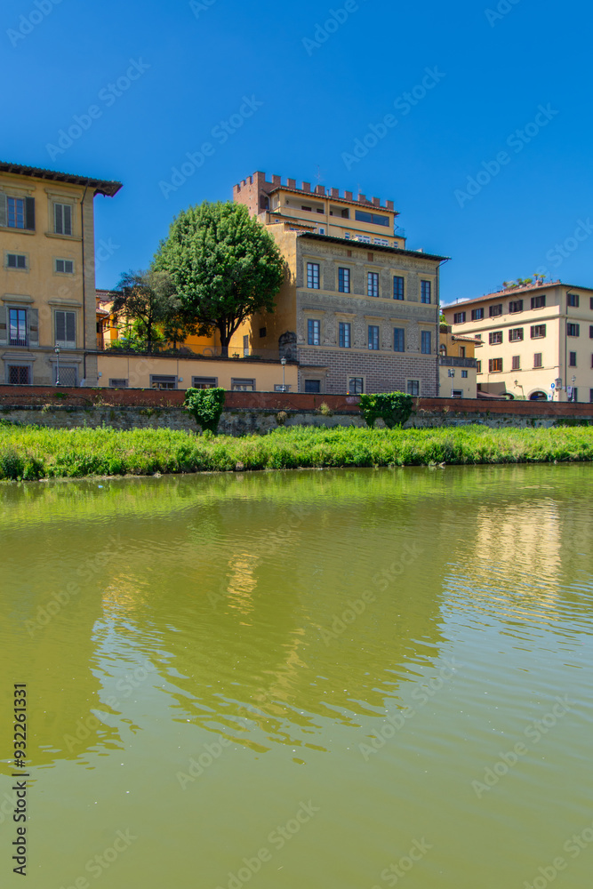 View of the architecture of the beautiful city of Florence in Italy from the Arno River View of the architecture of the beautiful city of Florence in Italy from the Arno River