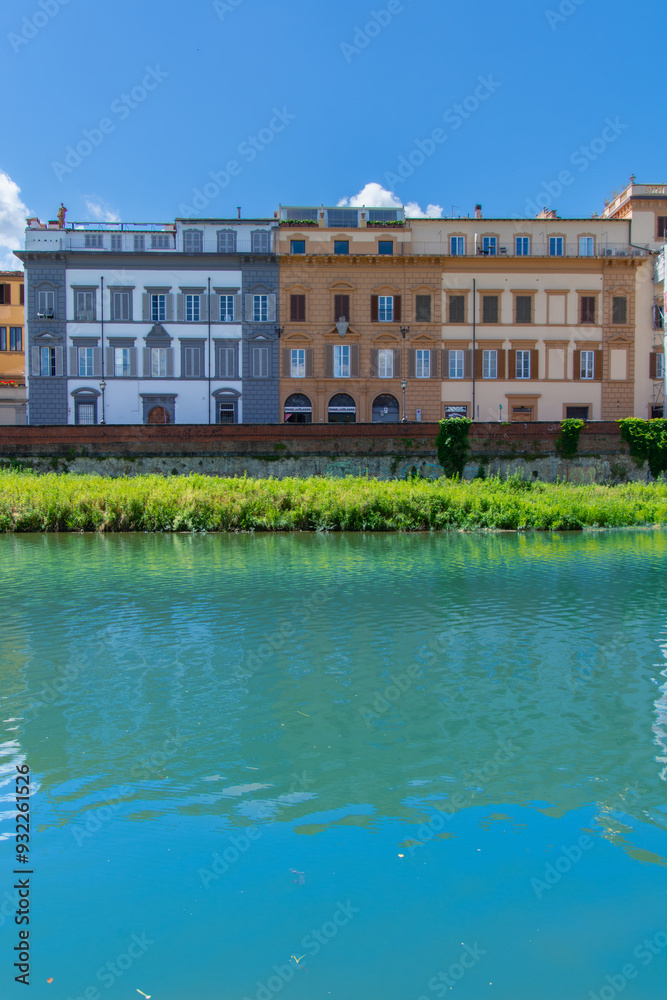 View of the architecture of the beautiful city of Florence in Italy from the Arno River View of the architecture of the beautiful city of Florence in Italy from the Arno River