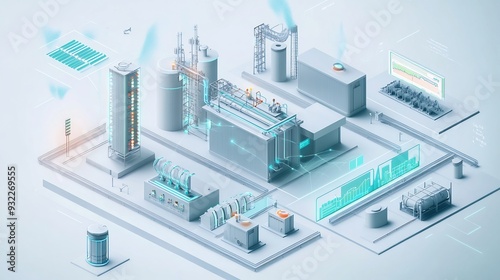 Abstract visualization of energy management systems emphasizing energy efficiency monitoring and optimization with clean minimalist graphics