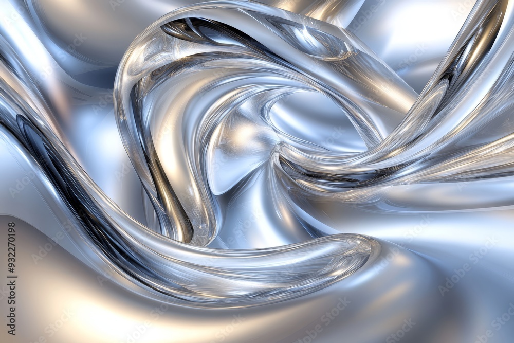 Fototapeta premium Abstract Silver Liquid Swirls and Waves Background