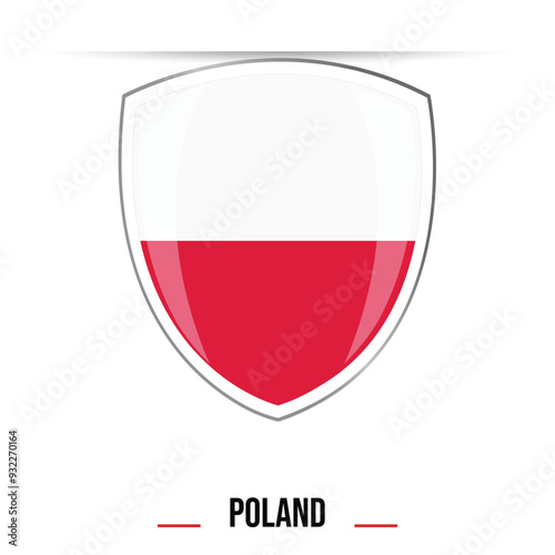Free Download Poland flag shield shape 3d button glossy and shiny vector illustration isolated on white background for national day of Poland 11 November celebration. Made in Poland badge flag. - GFXLoad