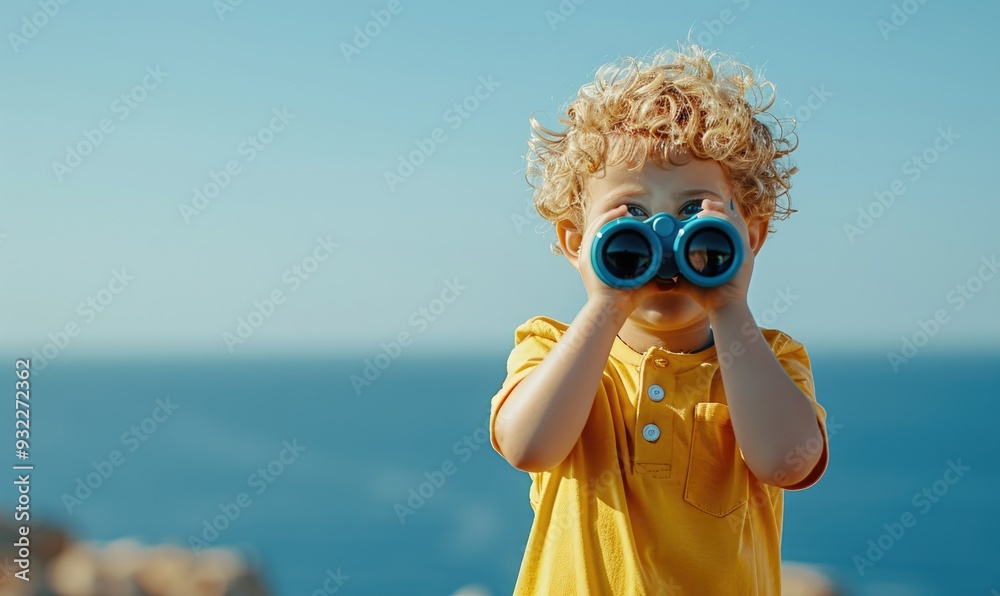 Fototapeta premium Curious Kid with Binoculars