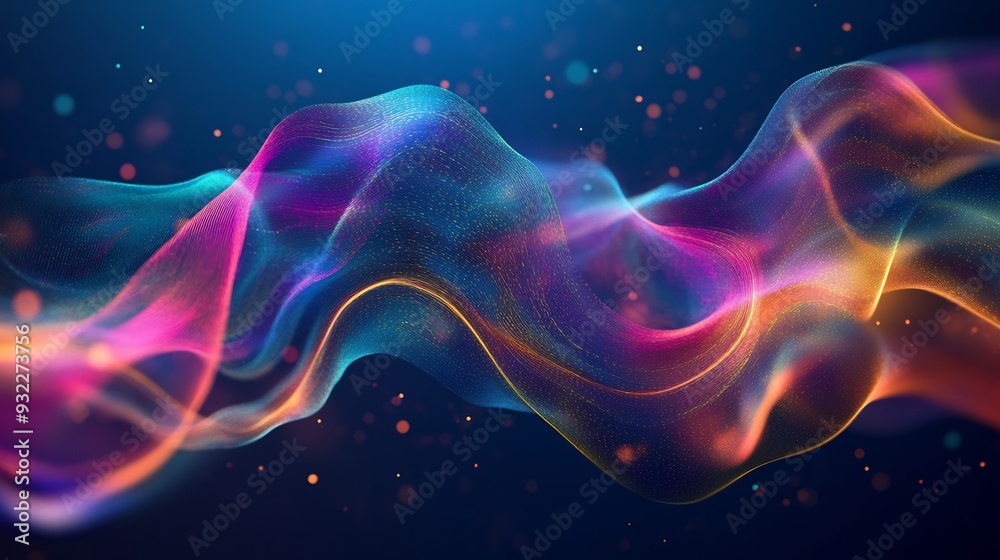 Abstract visualization of digital marketing and social media strategy emphasizing content creation engagement and brand visibility with fluid dynamic shapes Abstract visualization of digital marketing and social media strategy emphasizing content creation engagement and brand visibility with fluid dynamic shapes