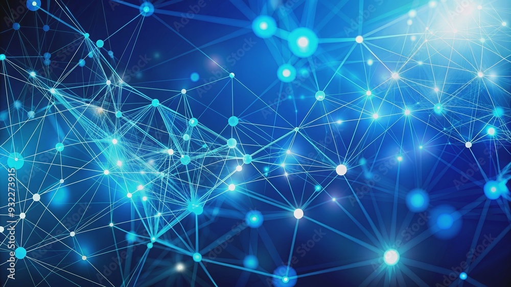 Abstract interconnected dots on bright blue background , technology, connection, digital, network, communication, futuristic Abstract interconnected dots on bright blue background , technology, connection, digital, network, communication, futuristic