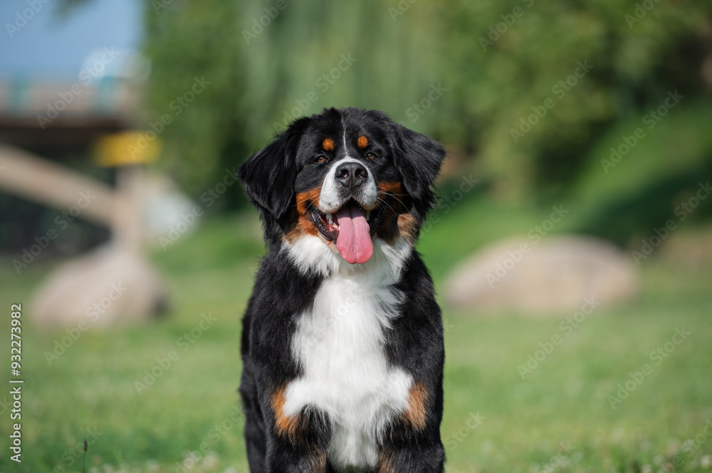 bernese mountain dog on a grass bernese mountain dog on a grass