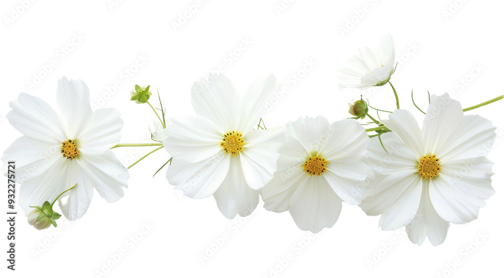 Obraz premium PNG Delicate white cosmos flowers arrangement