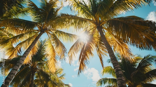 Coconut palm trees on a pristine bounty beach