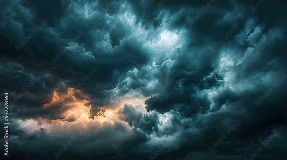 Fototapeta premium Dark and gloomy stormy sky and clouds background wallpaper