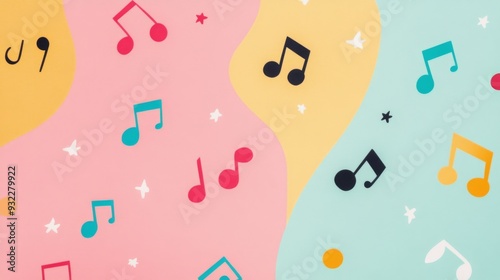 Colorful musical notes on vibrant backgrounds, perfect for creative projects ...