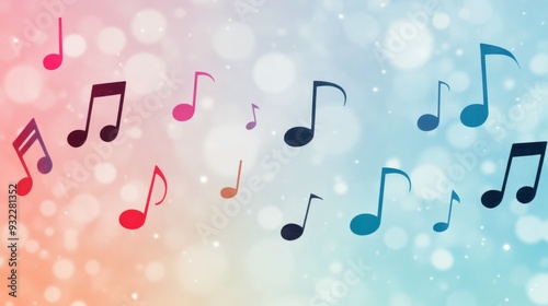Colorful musical notes on vibrant backgrounds, perfect for creative projects ...