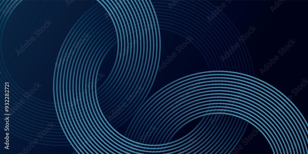 Abstract blue glowing geometric lines on dark blue background. Modern shiny blue circle lines pattern. Futuristic technology concept. Suit for cover, poster, Abstract blue glowing geometric lines on dark blue background. Modern shiny blue circle lines pattern. Futuristic technology concept. Suit for cover, poster,
