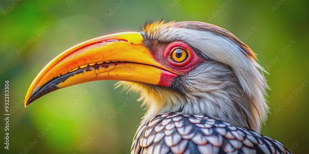 Close up of a vibrant yellow billed hornbill , wildlife, bird, beak, colorful, nature, tropical, close-up, animal, plumage Close up of a vibrant yellow billed hornbill , wildlife, bird, beak, colorful, nature, tropical, close-up, animal, plumage