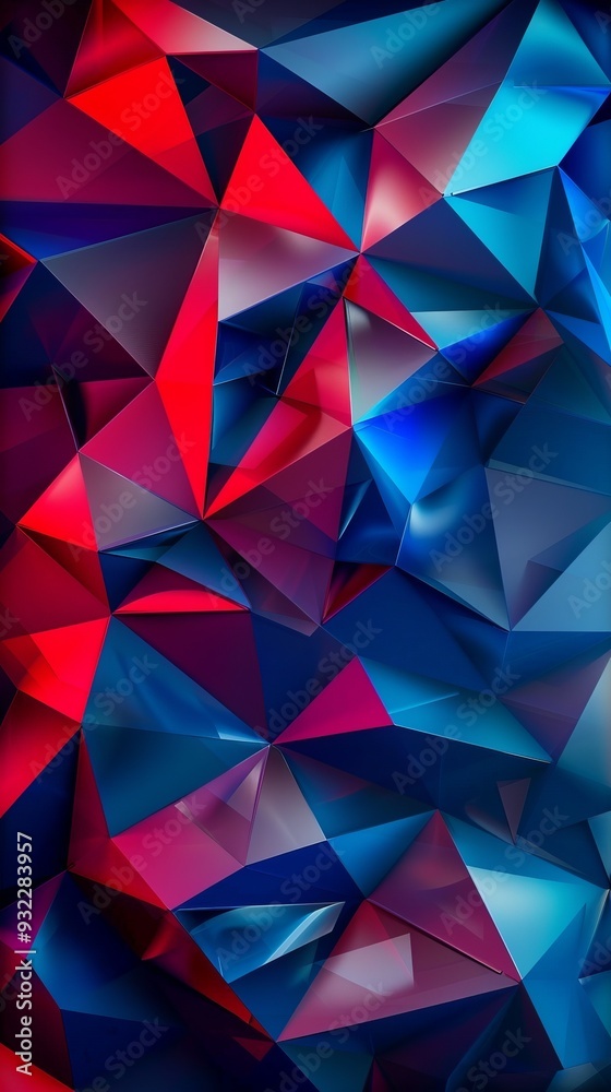 Obraz premium a blue and red abstract background with triangles
