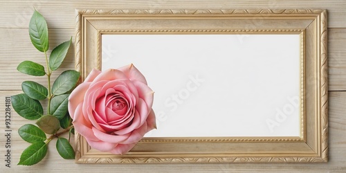 Frame decorated with a beautiful rose, frame, rose, flowers, decorative, design, floral, romantic, elegant, stylish, vintage