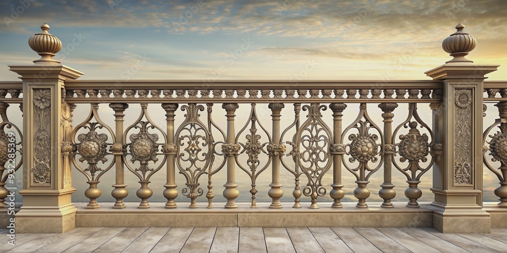 Fototapeta premium Classic balustrade design for fencing with ornate details and elegant craftsmanship, balustrade, classic, style