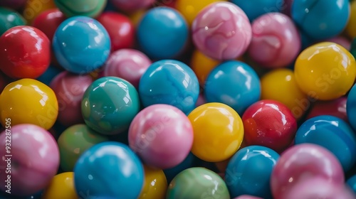 a close up of a bunch of different colored balls