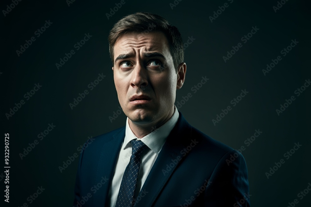A man in a suit and tie is staring at the camera A man in a suit and tie is staring at the camera
