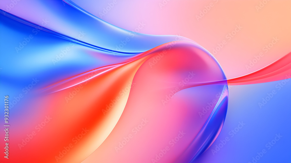 Naklejka premium Abstract background of blue and pink wavy lines with a gradient.