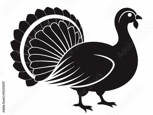 turkey chicken vector silhouette, black color silhouette