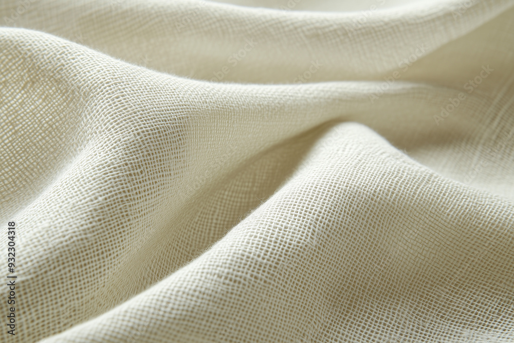 Naklejka premium Llinen fabric, closeup view, with natural light and shadow.