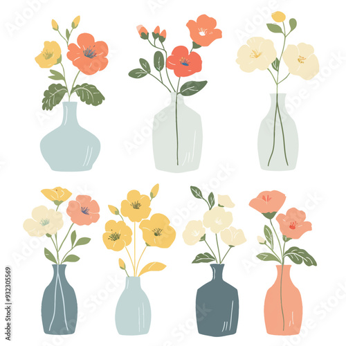 Vector Begonia in vase simple and