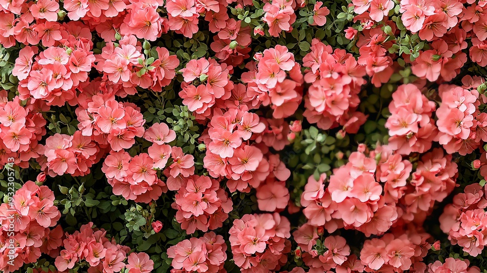 Pink blooms on a garden plant with green foliage and pink foreground flora Pink blooms on a garden plant with green foliage and pink foreground flora