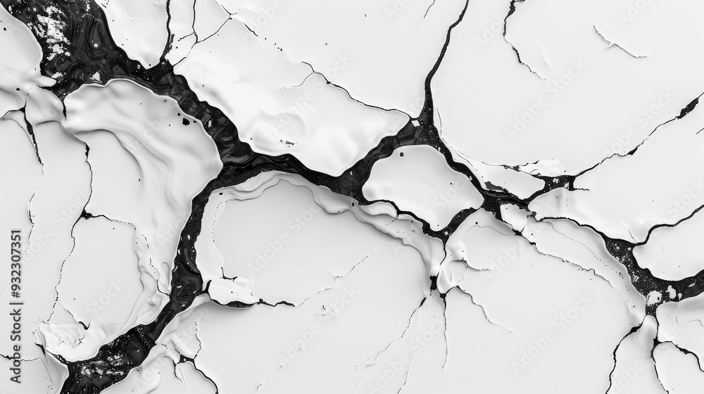 Fototapeta premium Create a high-resolution abstract design featuring organic textures with detailed black veins on a white background. Focus on creating an engaging and intricate pattern
