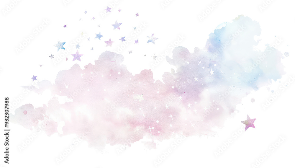 PNG watercolor illustration of white sparkle stars on cloud PNG watercolor illustration of white sparkle stars on cloud