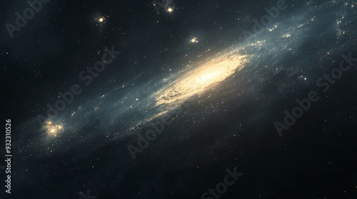 A vast interstellar space with a few scattered stars and distant galaxies