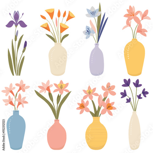 Vector Iris in vase simple and min