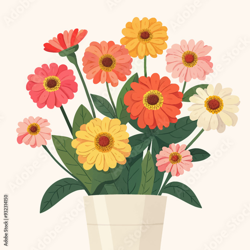 Vector Zinnia in vase simple and m