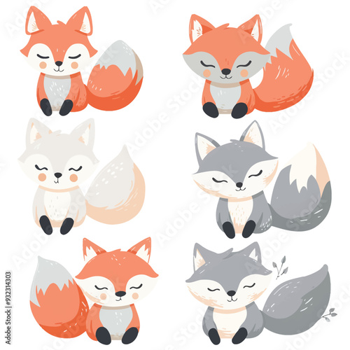 Vector Kitsune simple and minimali photo