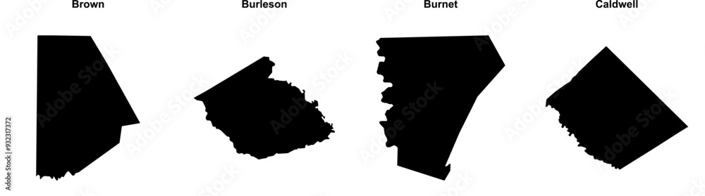 Brown, Burleson, Burnet, Caldwell outline maps Brown, Burleson, Burnet, Caldwell outline maps