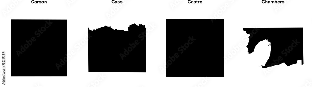 Obraz premium Carson, Cass, Castro, Chambers outline maps