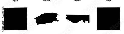 Lynn, Madison, Marion, Martin outline maps