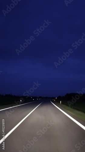 Rural Road Travel at Night, vertical