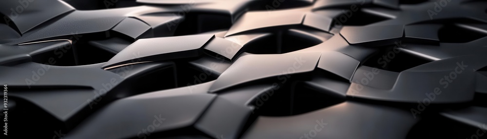 Geometric illusion of interlocking shapes, creating a 3D effect, Abstract, Monochrome, Sharp Edges Geometric illusion of interlocking shapes, creating a 3D effect, Abstract, Monochrome, Sharp Edges