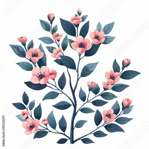 Vector Blooming Shrub simple and m