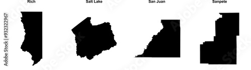 Rich, Salt Lake, San Juan, Sanpete outline maps