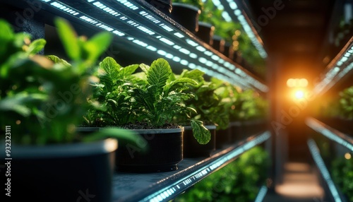 Urban farming with vertical gardens and automated irrigation systems, EcoFriendly, Bright, Green Tones