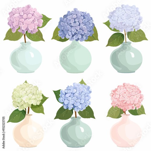 Vector Hydrangea in vase simple an