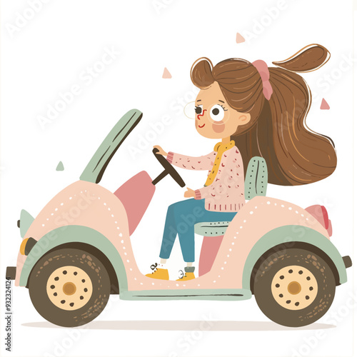 Vector Girl Driving simple and min