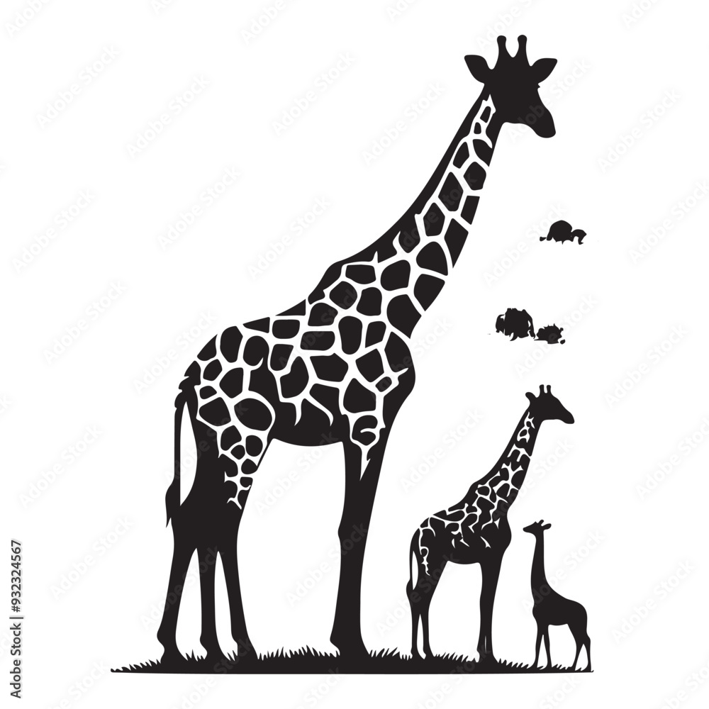 Obraz premium Vectors of Giraffe Head Silhouettes