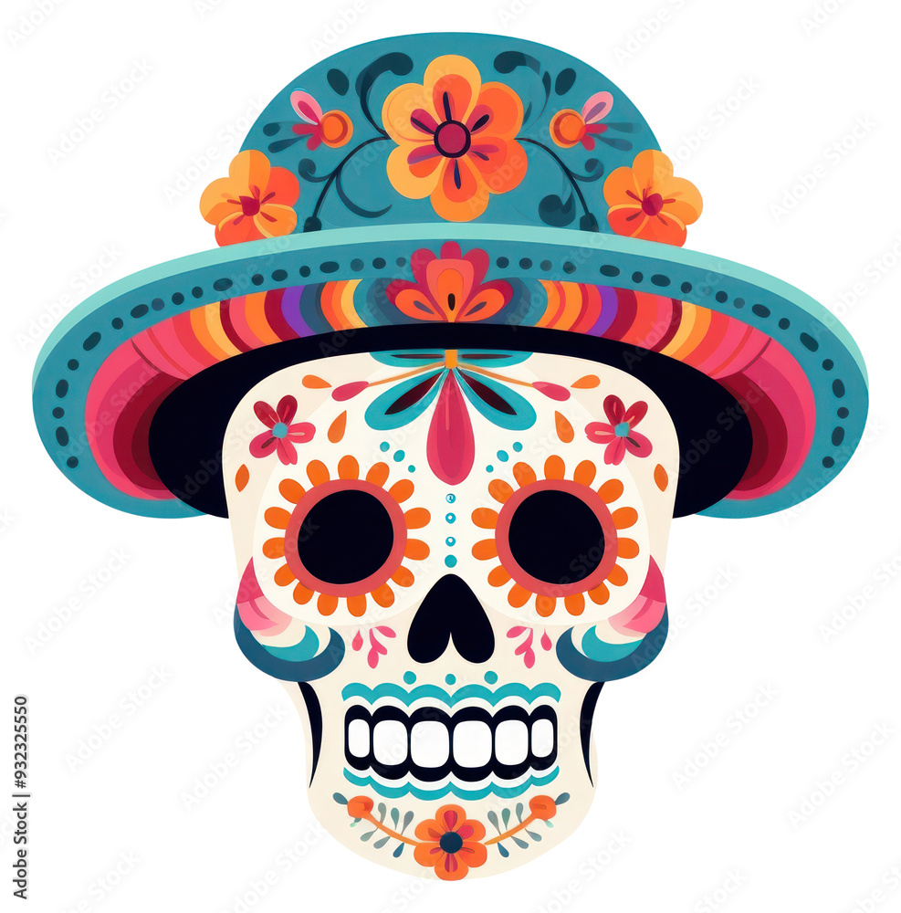 Fotografie PNG Skull sombrero pattern art.