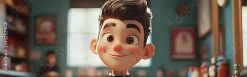 3D Cartoon Stylish Haircuts and Grooming Fun in a Barbershop Adventure photo