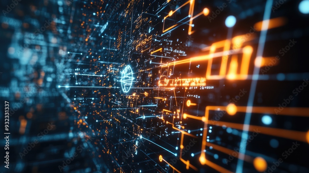 2D illustration depicting mathematical and physics concepts with algorithms and symbols against a dark background 2D illustration depicting mathematical and physics concepts with algorithms and symbols against a dark background