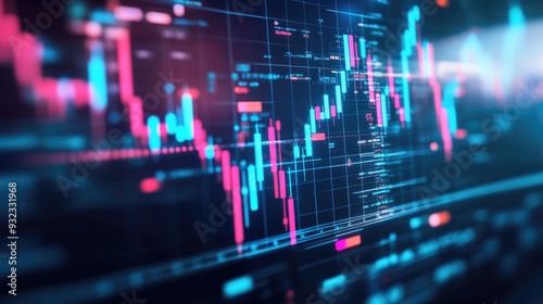 2D illustration of an online stock market business concept featuring a business graph