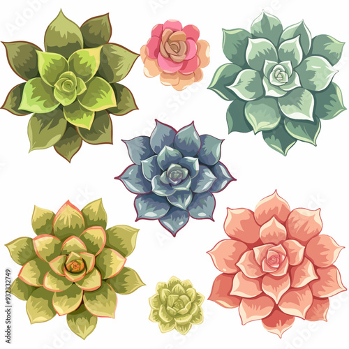 Vector Sempervivum simple and mini