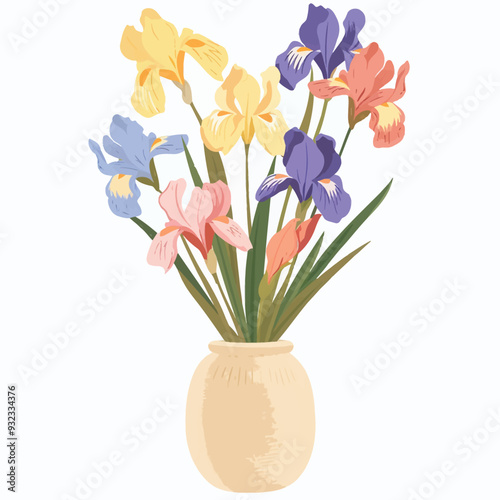 Vector Iris in vase simple and min