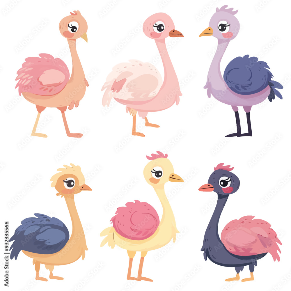 Obraz premium Vector Ostrich simple and minimali